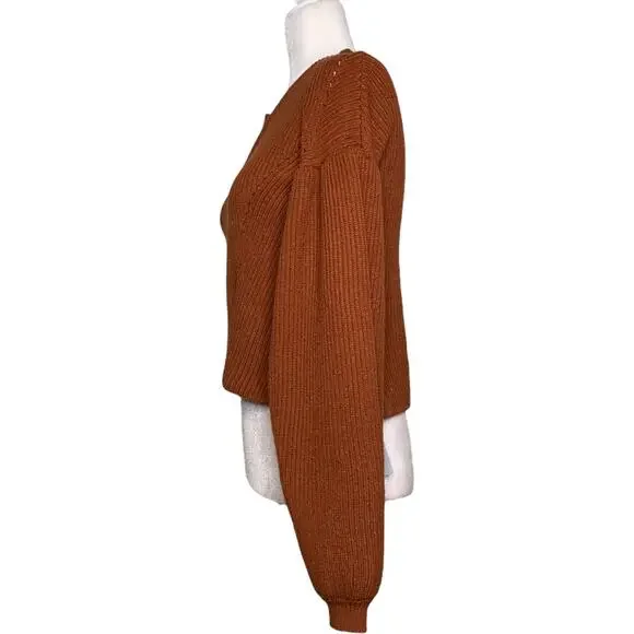 Maisie Peter Bishop Sleeve Sweater Rust Brown XS - Picture 4 of 11